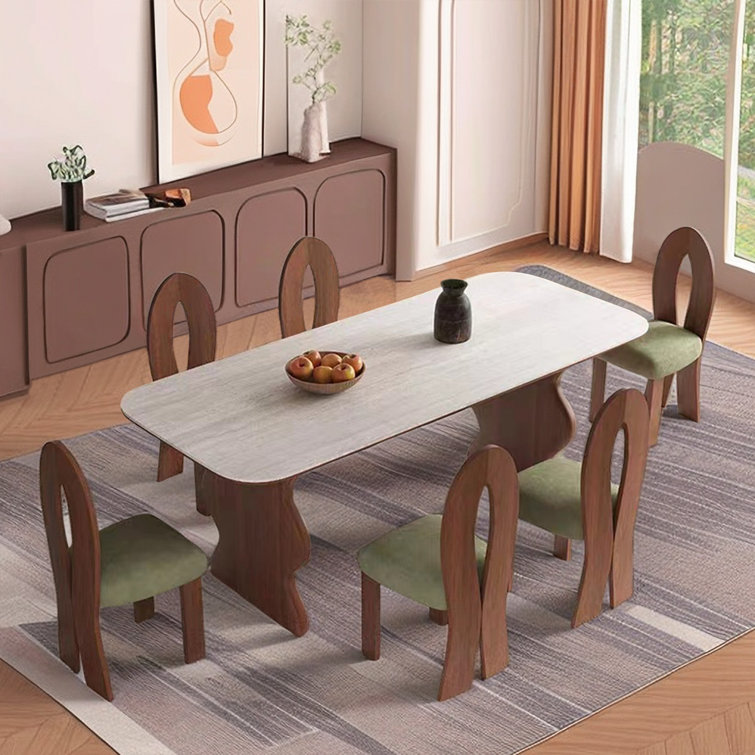 Rectangular pedestal 2025 dining table set